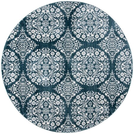 Safavieh 6 ft. 7 in. x 6 ft. 7 in. Isabella Round Power Loomed Rug; Navy & Ivory ISA958N-7R